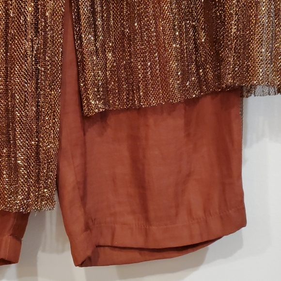 Anthropologie Maeve Metallic Copper Pants Skirt - Picture 5 of 15